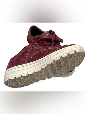 Skechers Wine Red Suede Lace-Up Sneakers